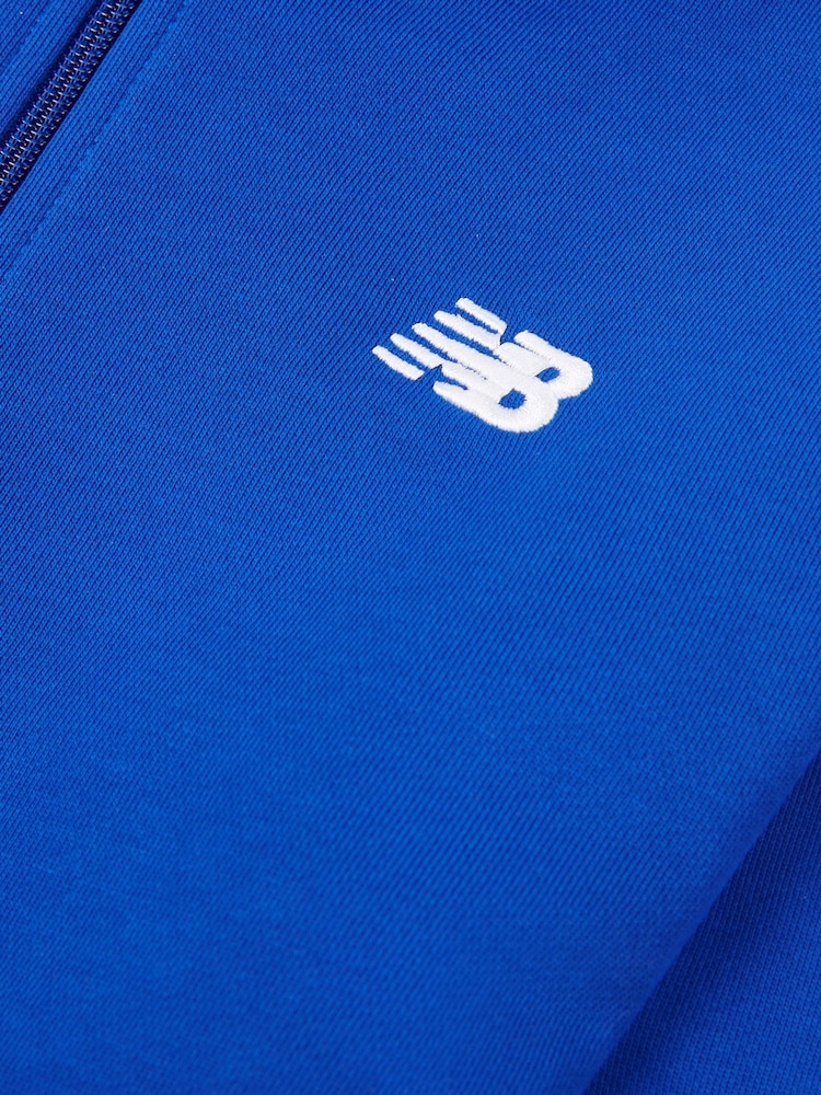 New Balance Blue Kids French Terry Small Logo Zip 100% Cotton Hoodie - Image 3 of 3