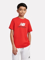 Красный - Детская трикотажная футболка из 100% хлопка с логотипом New Balance - Image 1 of 3
