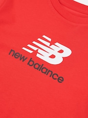 Красный - Детская трикотажная футболка из 100% хлопка с логотипом New Balance - Image 3 of 3