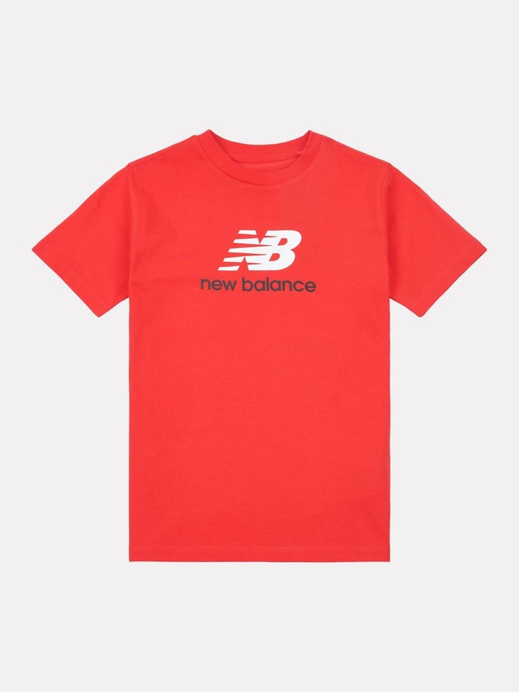 אדום - New Balance Kids Jersey Stacked 100% Cotton Logo T-Shirt - Image 6 of 8
