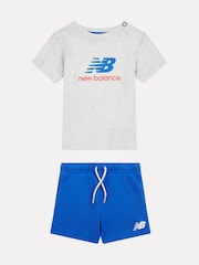 Серый - New Balance Kids Jersey Ringer T-Shirt & Shorts Set - Image 1 of 5
