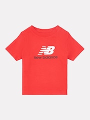 New Balance Red Kids Jersey Stacked Logo 100% Cotton T-Shirt - Image 1 of 3