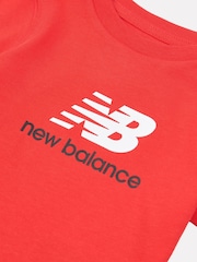 New Balance Red Kids Jersey Stacked Logo 100% Cotton T-Shirt - Image 3 of 3