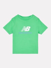 New Balance Green Kids Jersey Stacked Logo 100% Cotton T-Shirt - Image 1 of 7