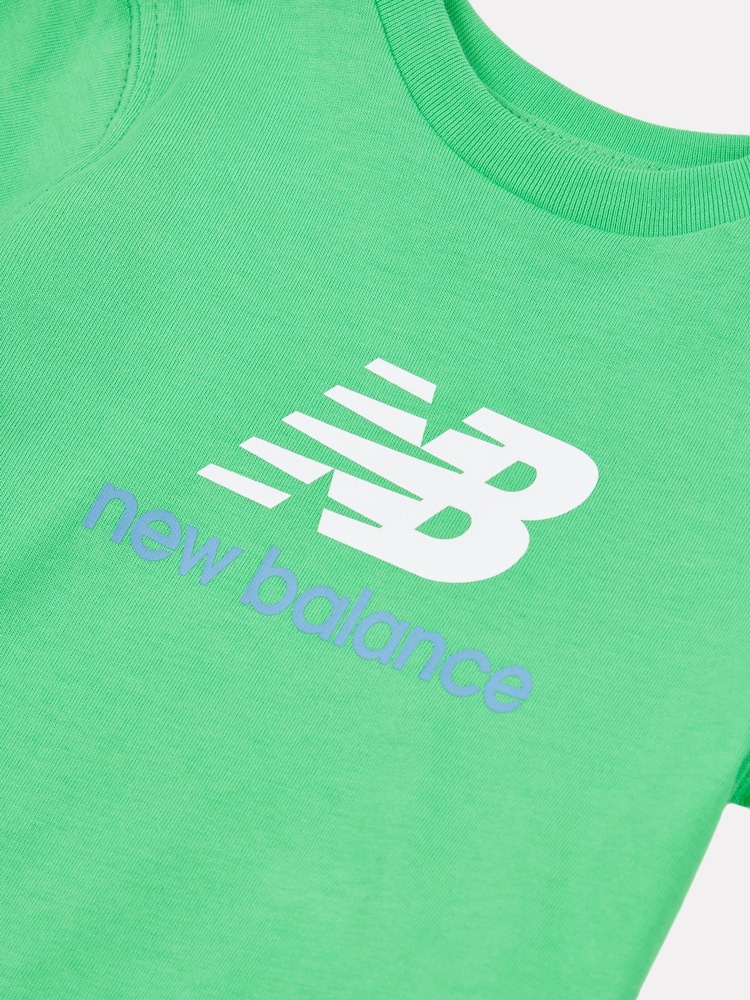 New Balance Green Kids Jersey Stacked Logo 100% Cotton T-Shirt - Image 3 of 7