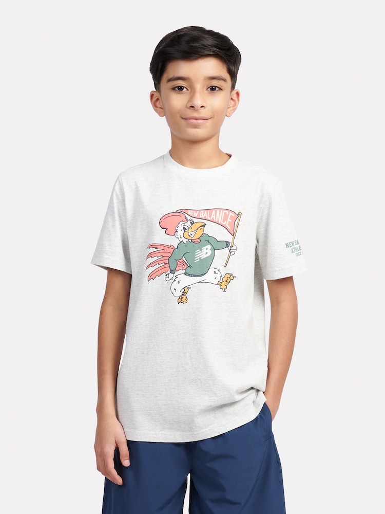 New Balance Grey Kids Mascot Athletics 100% Cotton T-Shirt - Image 1 of 9