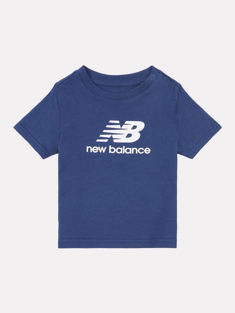 modra - Otroška majica New Balance Jersey Stacked Logo 100% Cotton T-Shirt - Slika 1 iz 3