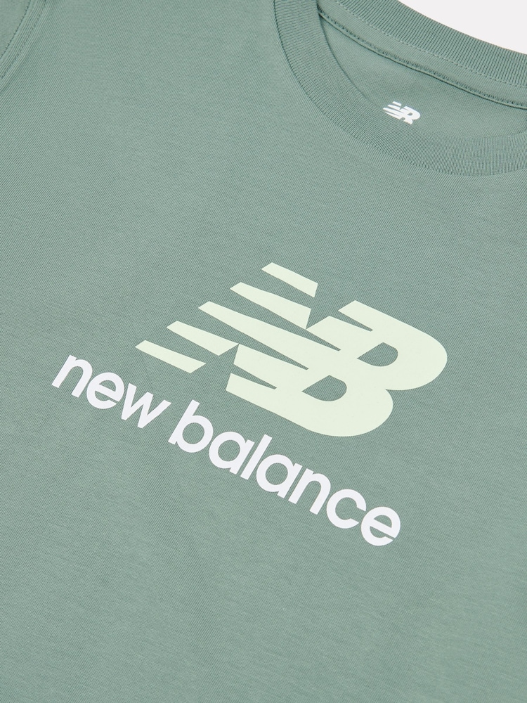 New Balance Green Kids Jersey Stacked 100% Cotton Logo T-Shirt - Image 8 of 8 New Balance Green Kids Jersey Stacked 100% Cotton Logo T-Shirt - Image 8 of 8