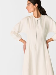 Whistles White Denim Zip Detail 100% Cotton Dress - Image 3 of 5