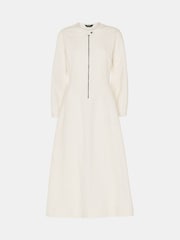 Whistles White Denim Zip Detail 100% Cotton Dress - Image 5 of 5
