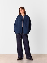 Whistles Blue Nia Drawstring Quilted Jacket - Image 1 of 5