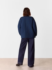 Whistles Blue Nia Drawstring Quilted Jacket - Image 2 of 5