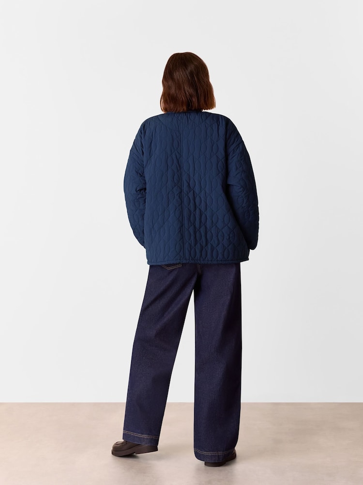 Whistles Blue Nia Drawstring Quilted Jacket - Image 2 of 5