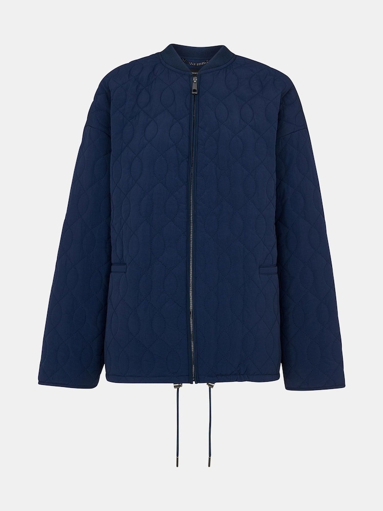 Whistles Blue Nia Drawstring Quilted Jacket - Image 5 of 5