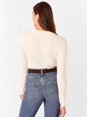 Whistles White Ribbed Affect Crew Neck Knit Jumper - Image 2 of 5