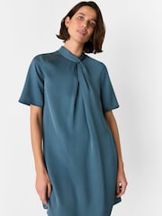 Whistles Blue Cara Twist Neck Mini Dress - Image 3 of 5