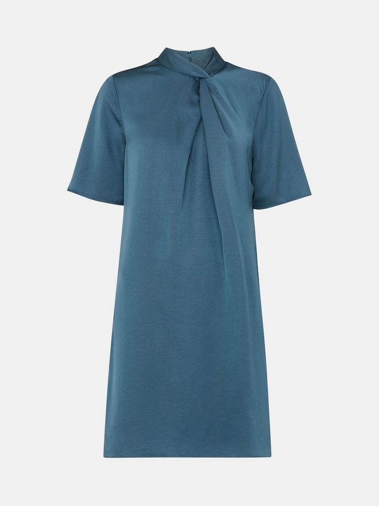 Whistles Blue Cara Twist Neck Mini Dress - Image 5 of 5