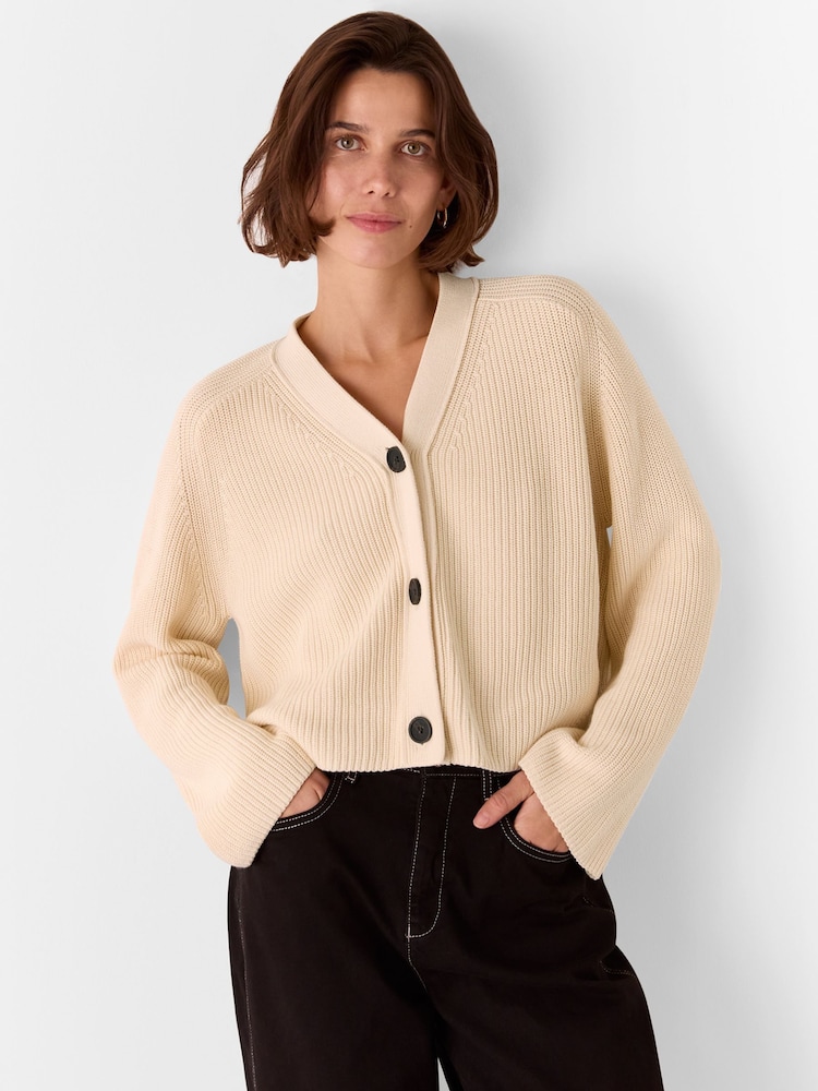 Kermanvaalea - Whistles Petite Nala 100% Cotton Cream Neuletakki - Kuva 1 / 5