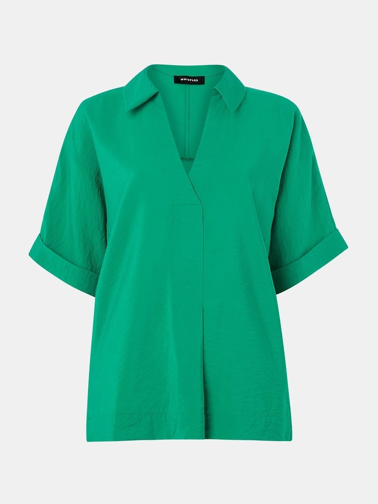 Whistles Green Sasha Relaxed Shirt - Image 5 of 5