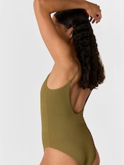 Whistles Green Mixed Rib Halter Neck Swimsuit - Image 4 of 5