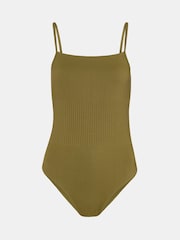 Whistles Green Mixed Rib Halter Neck Swimsuit - Image 5 of 5