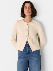 Whistles White Anne Ponte Button Jacket - Image 1 of 5