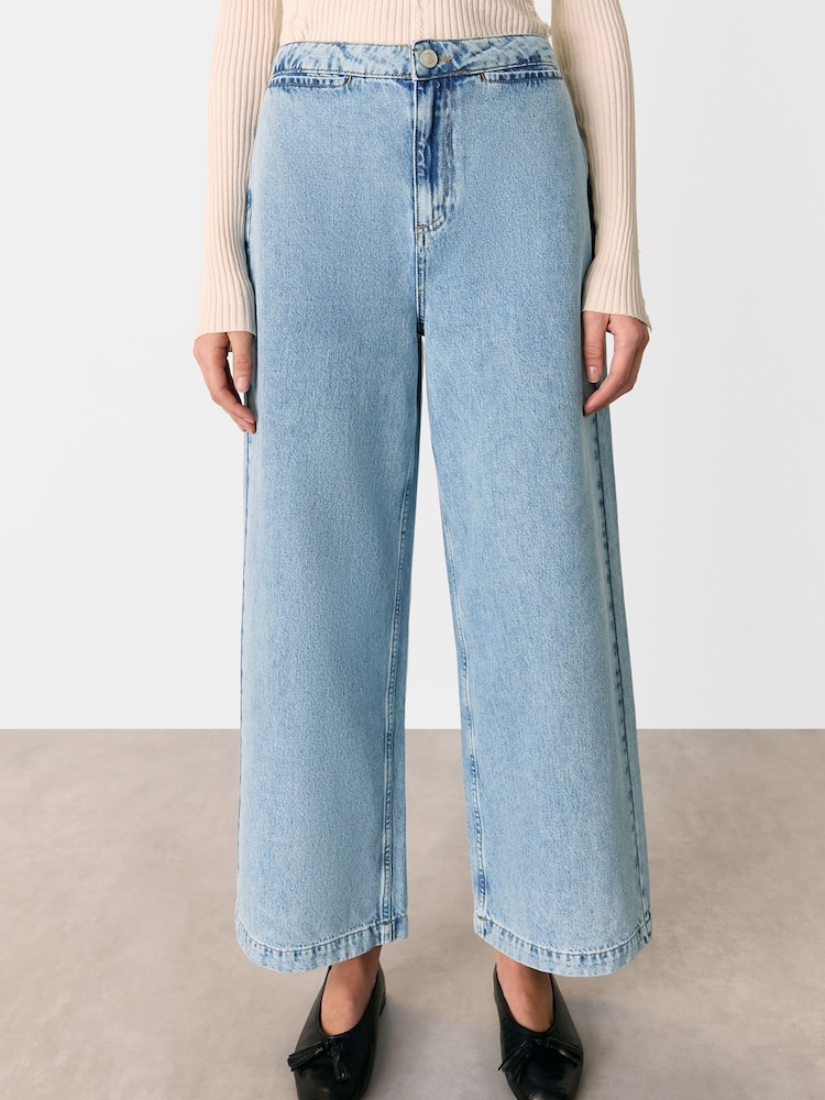 Whistles Authentic Ankle Wide Leg 100% Cotton Jeans - Imagen 1 de 5