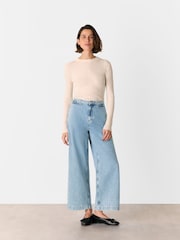 Whistles Authentic Ankle Wide Leg 100% Cotton Jeans - Imagen 3 de 5