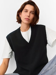 Whistles Black Wool V-Neck Tank - Image 1 of 5