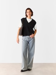 Whistles Black Wool V-Neck Tank - Image 3 of 5