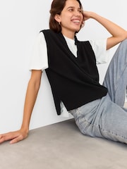 Whistles Black Wool V-Neck Tank - Image 4 of 5