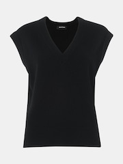 Whistles Black Wool V-Neck Tank - Image 5 of 5