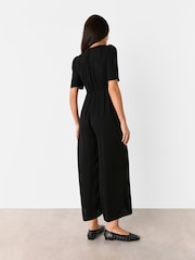 Whistles Black Short Sleeve Tie Jumpsuit - Image 2 of 5