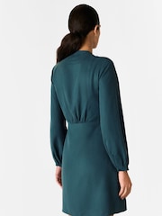 Whistles Blue Button Front Flippy Mini Dress - Image 2 of 5