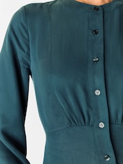 Whistles Blue Button Front Flippy Mini Dress - Image 4 of 5