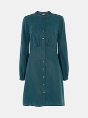 Whistles Blue Button Front Flippy Mini Dress - Image 5 of 5