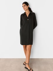 Whistles Black Collared Button Short Dress - Image 2 of 5