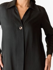 Whistles Black Collared Button Short Dress - Image 4 of 5