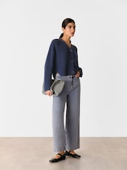 Whistles Blue Nala 100% Cotton Cardigan - Image 3 of 5