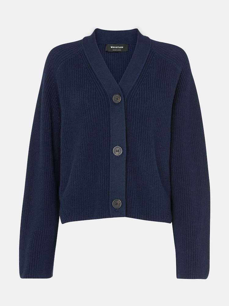 Whistles Blue Nala 100% Cotton Cardigan - Image 5 of 5