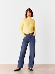Whistles Yellow Essential Ribbed Polo T-Shirt - Image 3 of 5
