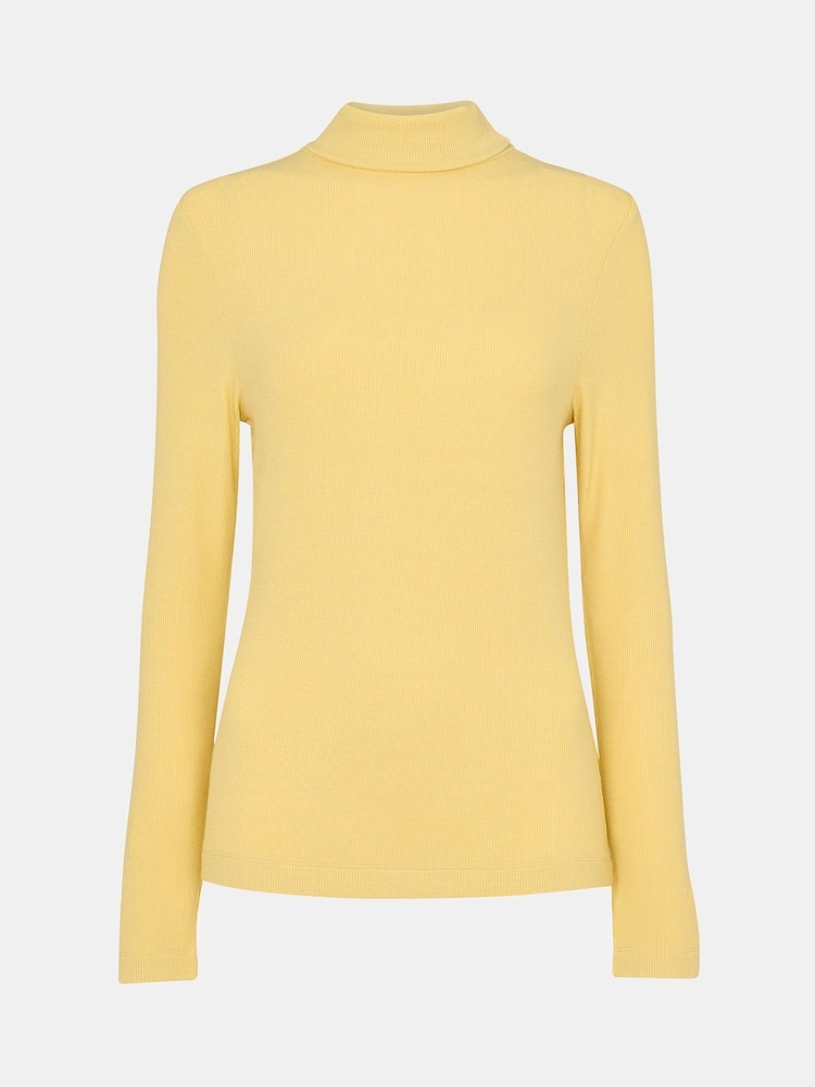 Whistles Yellow Essential Ribbed Polo T-Shirt - Image 5 of 5 Whistles Yellow Essential Ribbed Polo T-Shirt - Image 5 of 5