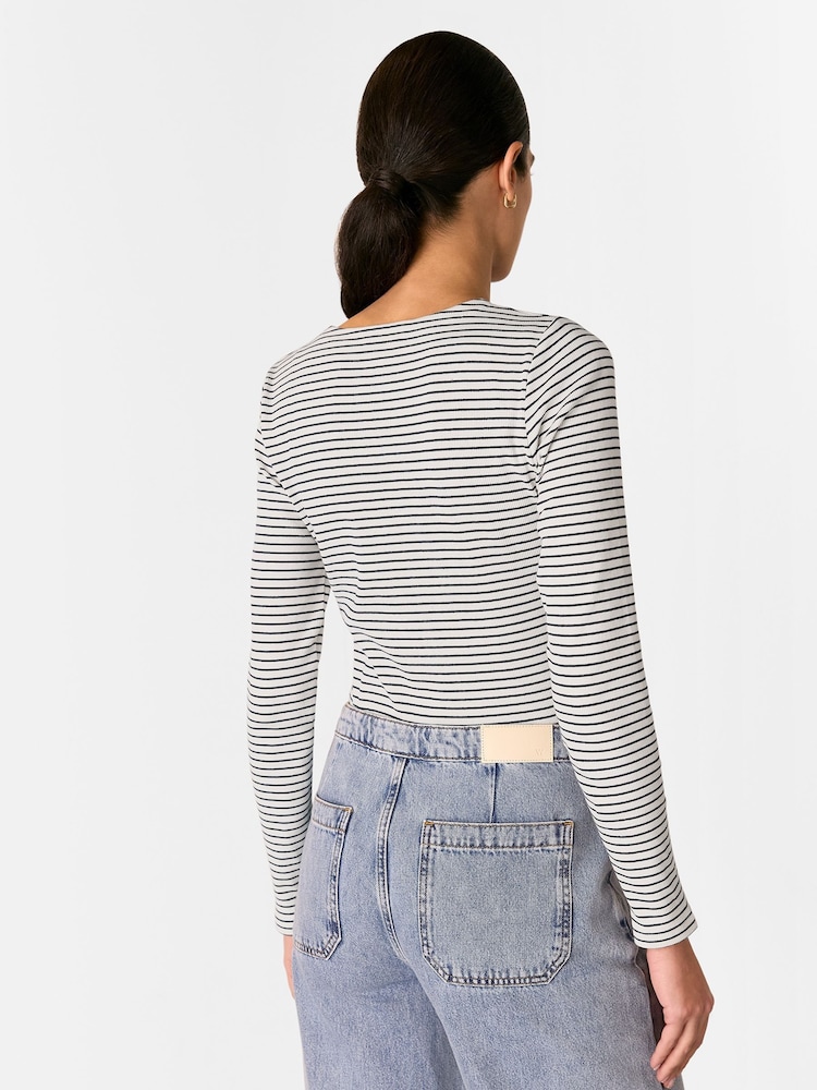 Whistles White Stripe Detail High Neck Top - Image 3 of 5