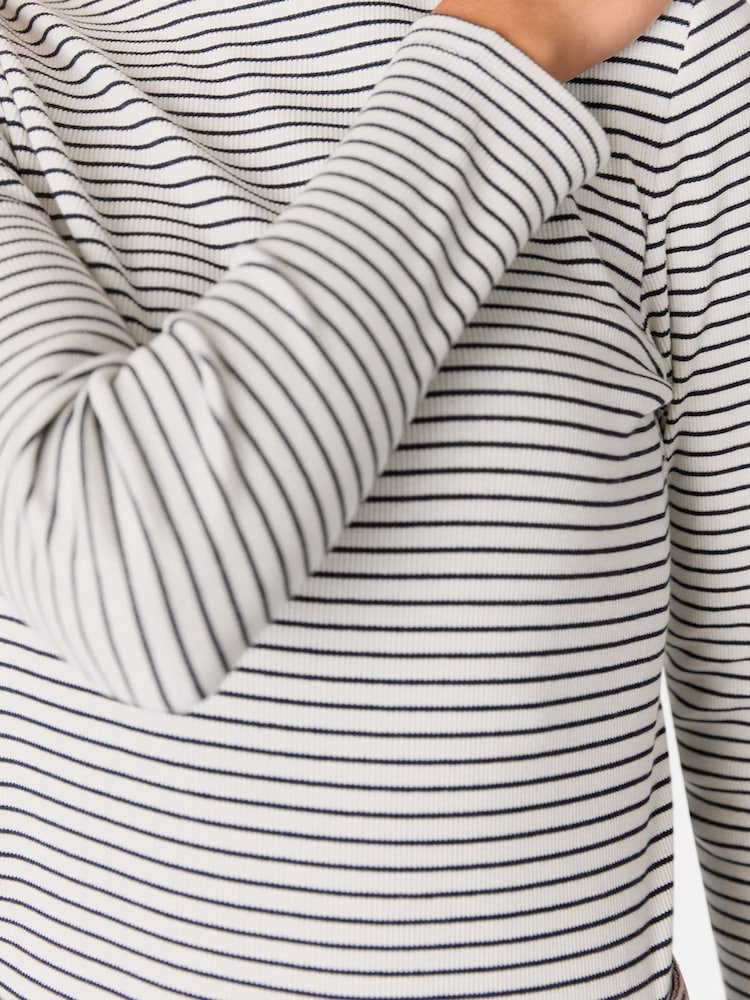 Whistles White Stripe Detail High Neck Top - Image 4 of 5