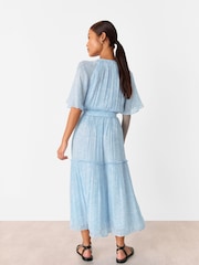 Whistles Blue Petite Bamboo Leaves Gathered Dress - Image 2 of 5