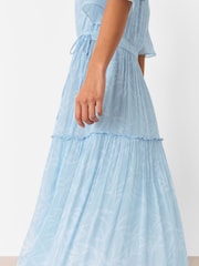 Whistles Blue Petite Bamboo Leaves Gathered Dress - Image 4 of 5