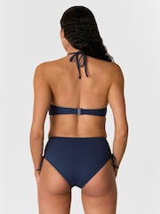 Whistles Blue Mixed Rib Halter Bikini Top - Image 3 of 5