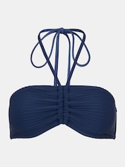 Whistles Blue Mixed Rib Halter Bikini Top - Image 5 of 5