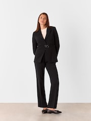 Whistles Black Corinna Belted Crepe Blazer - Image 3 of 5