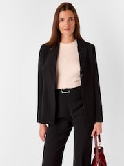 Whistles Black Corinna Belted Crepe Blazer - Image 4 of 5
